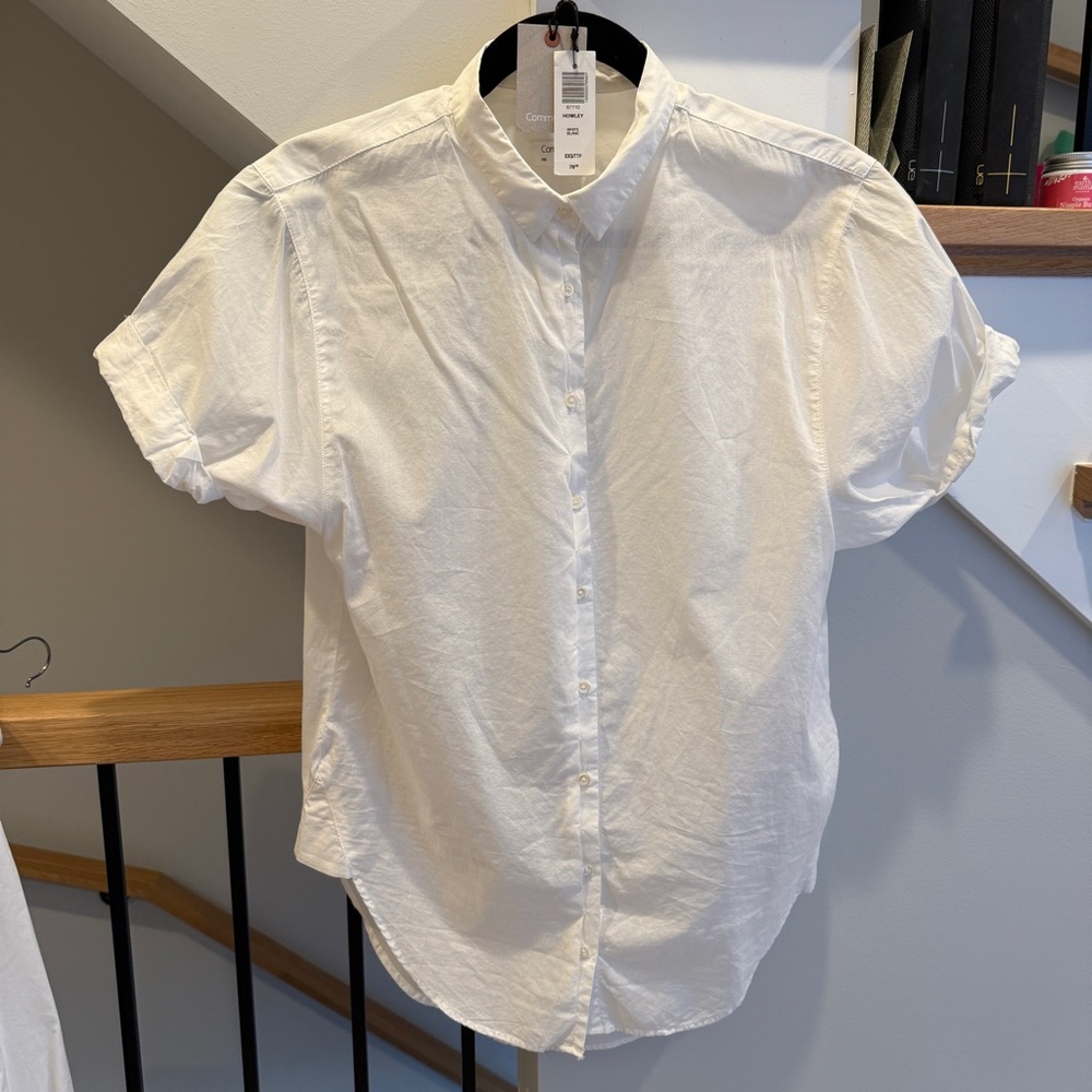 EUC ARITZIA COMMUNITY Howley White Oversized Short-Sleeve Button-Up Shirt XXS